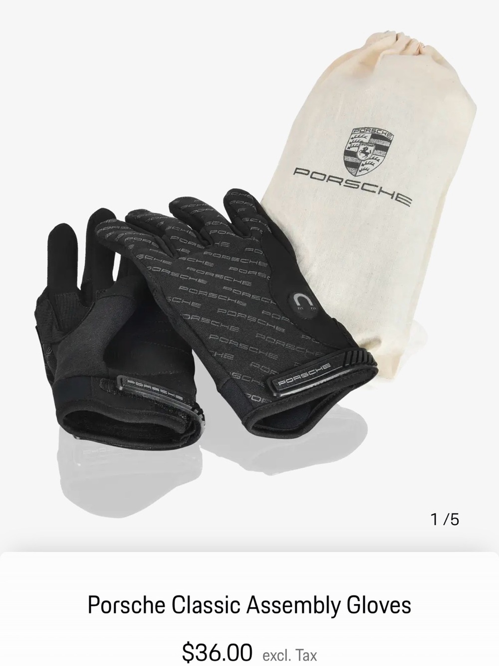 Porsche Design Black Logo Grip Driving Gloves
